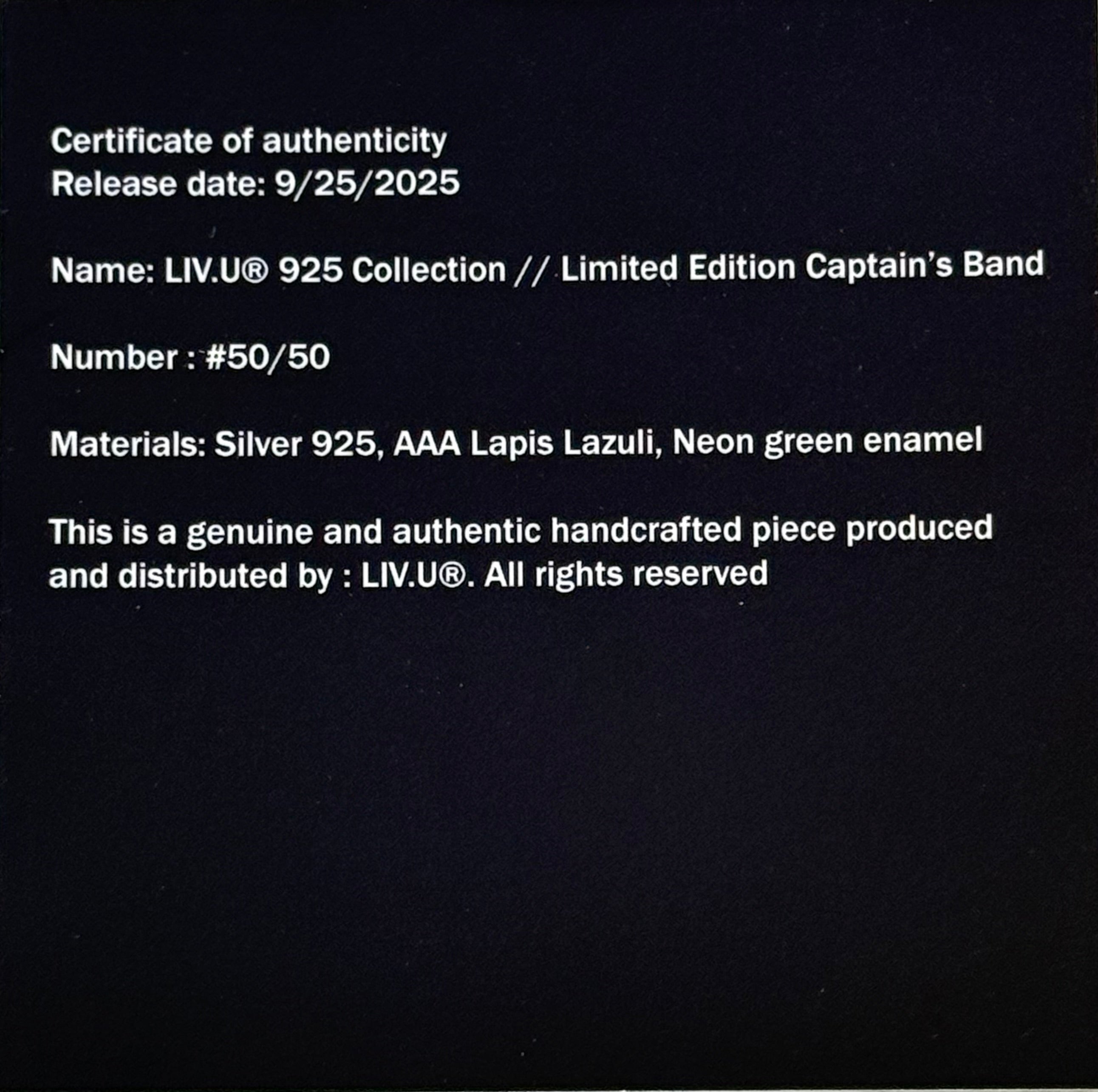 LIV.U® Limited Edition “Captain’s Bracelet”