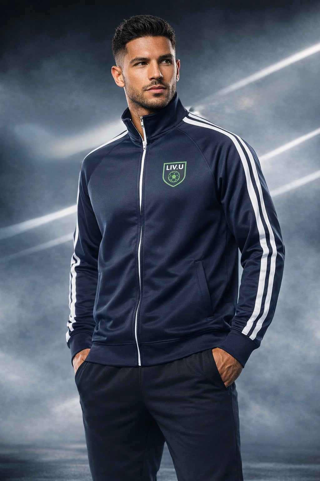 LIV.U Unisex Classic Track Jacket – Vintage-Inspired Micro-Fleece Activewear